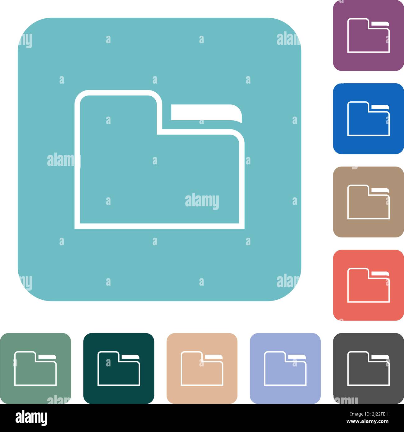 Tab folder outline white flat icons on color rounded square backgrounds ...