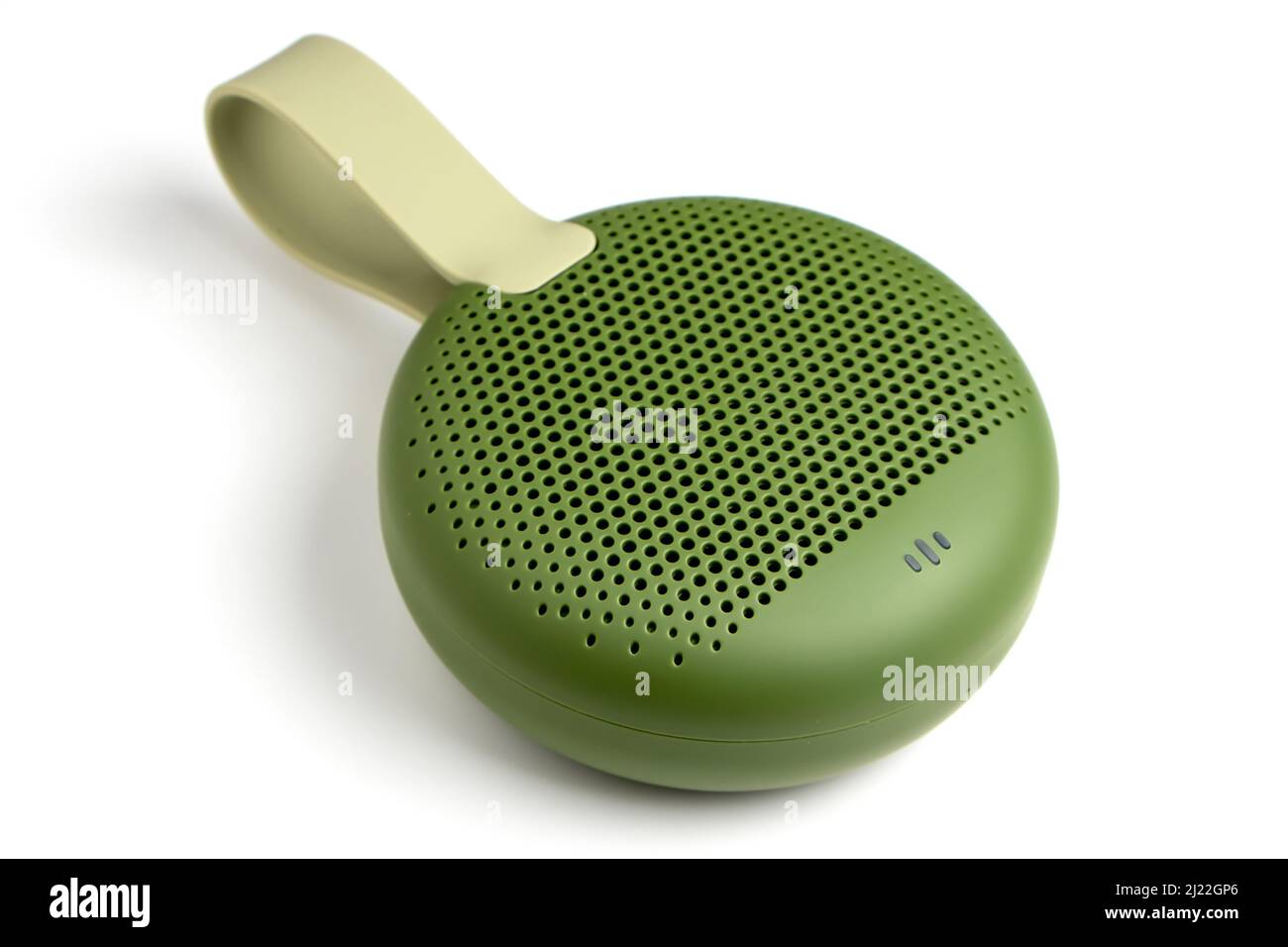 Portable Bluetooth speaker on white background. Stock Photo