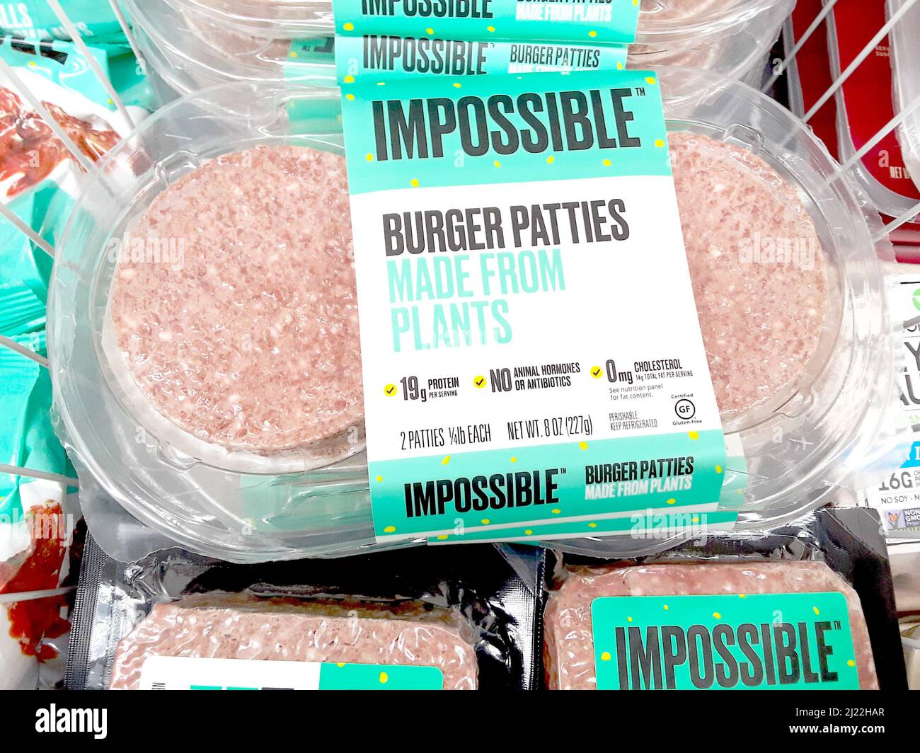 Impossible Burger Patties Made From Plants Frozen Foods Hi res Stock 