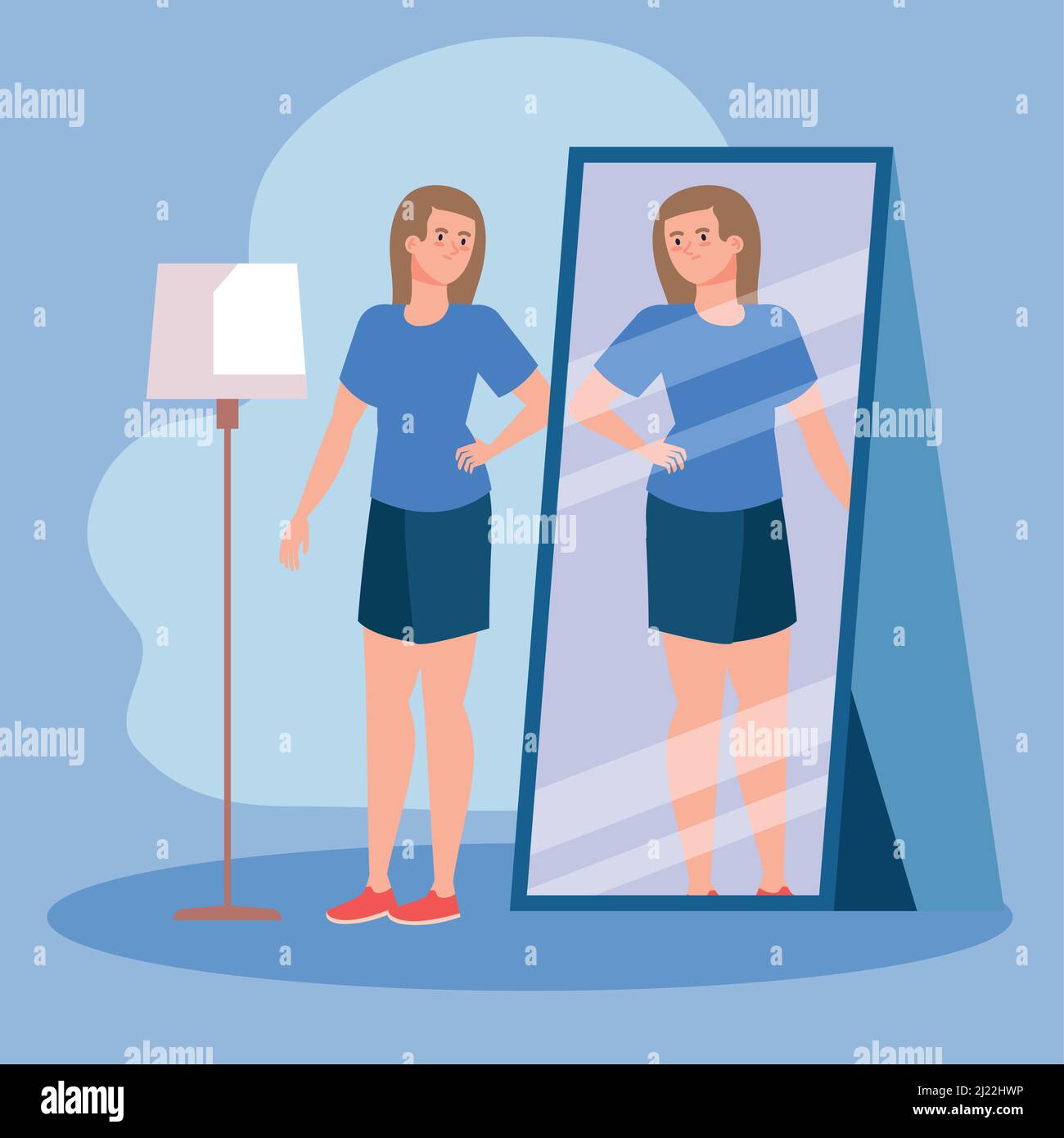 woman looking fat in mirror Stock Vector Image & Art Alamy