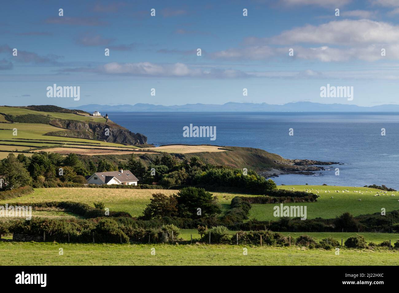 Irish sea coastline of the Isle of Man Stock Photo