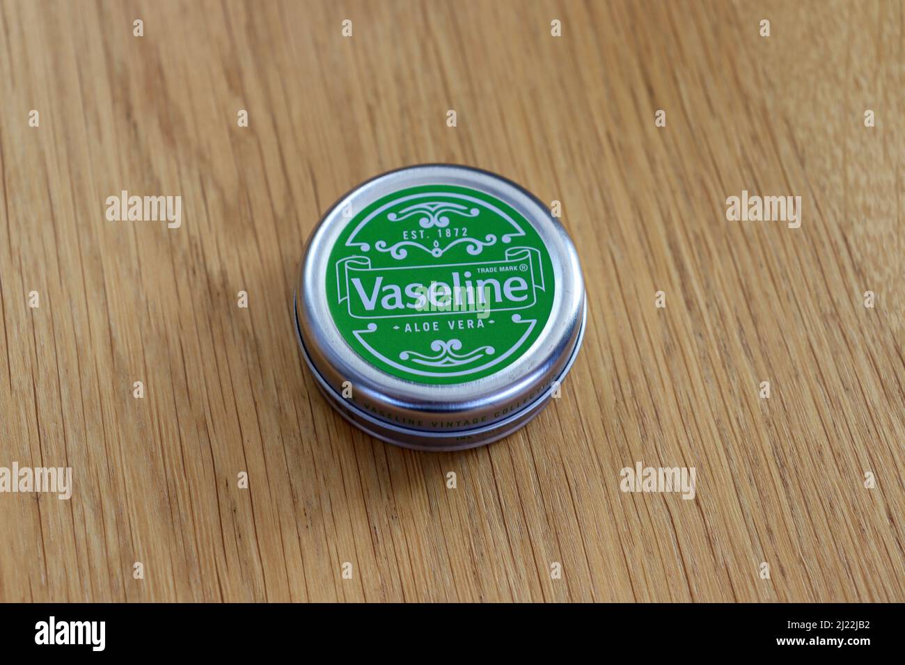 Pot of Vaseline lip balm, petroleum jelly Stock Photo