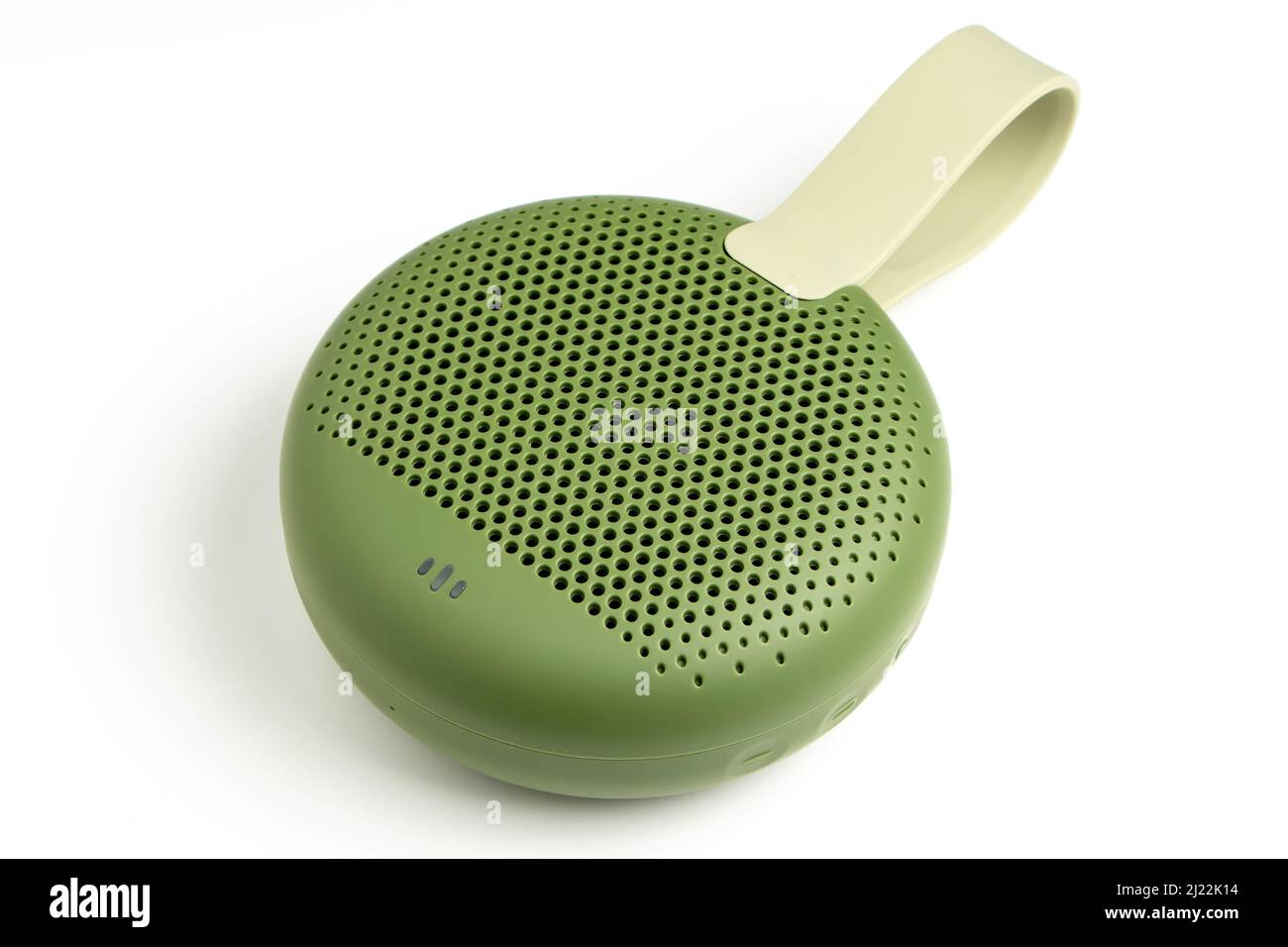 Portable Bluetooth speaker on white background. Stock Photo