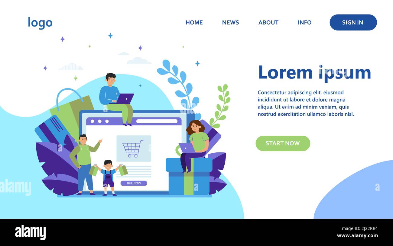 Happy Customer Using Website Happy people shopping online. Basket, tablet, customer flat vector ...