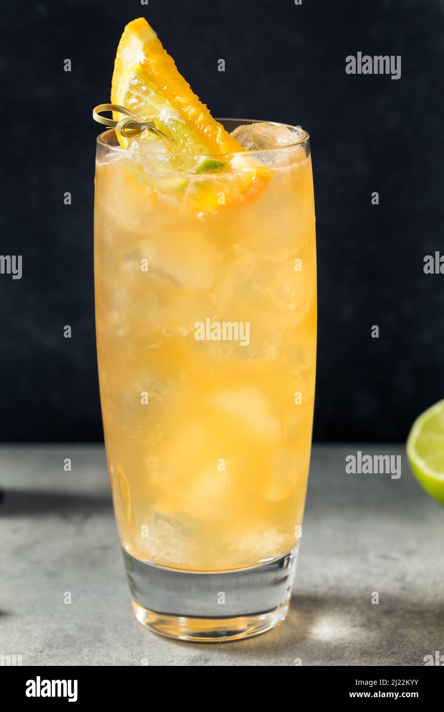 Cold Boozy Rum Anejo Highball Cocktail with Ginger Beer Stock Photo Alamy