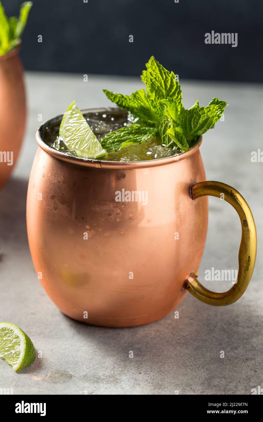 Boozy Refreshing Irish Mule Cocktail with Whiskey and ginger Beer Stock Photo