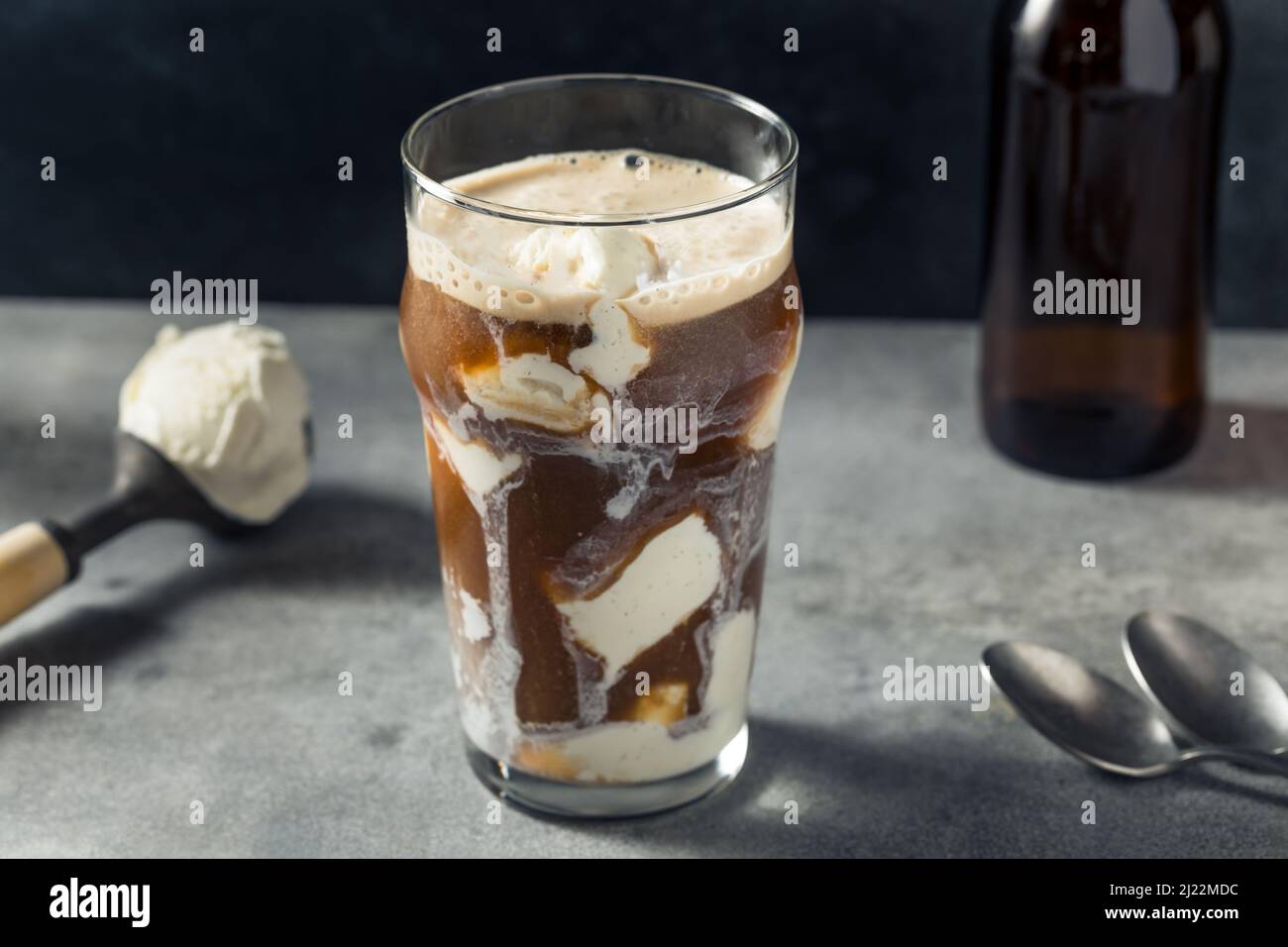 Cold Stout Beer Ice Cream Float in a Pint Glass Stock Photo Alamy