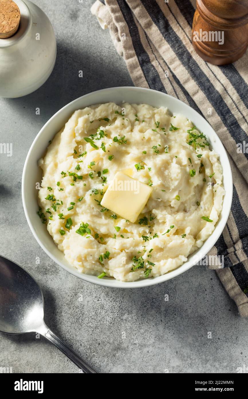 Homemade Creamy Mashed Potatoes with Butter and Parsley Stock Photo Alamy