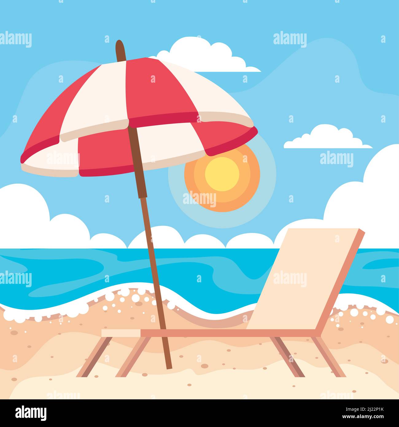 beach chair and umbrella Stock Vector Image & Art - Alamy