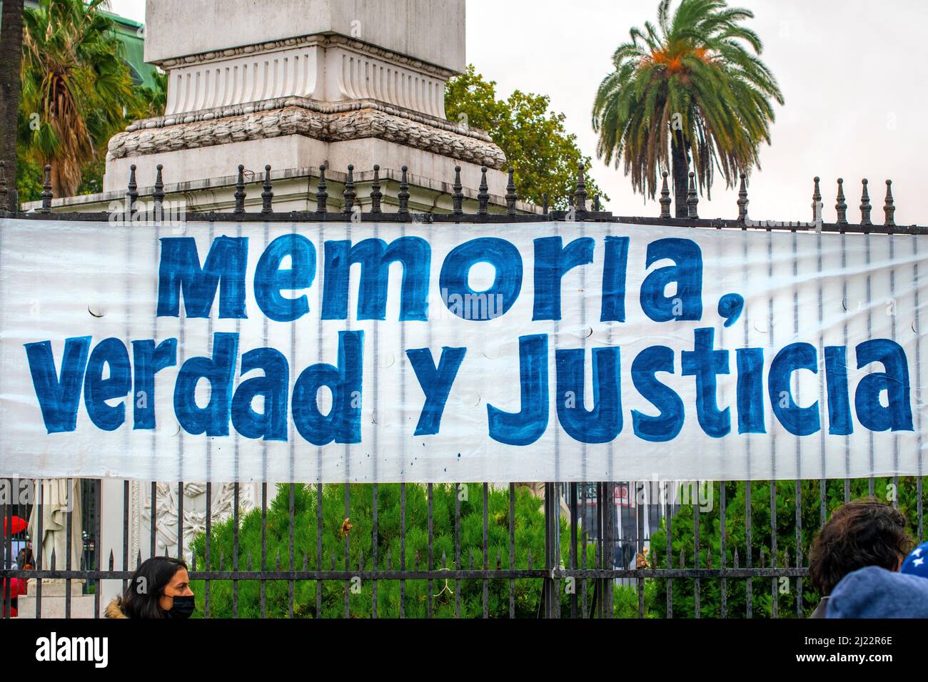 March for Memorial Day. 46 years after the coup by the civic-military dictatorship in Argentina, Memory, Truth and Justice are demanded. Stock Photo