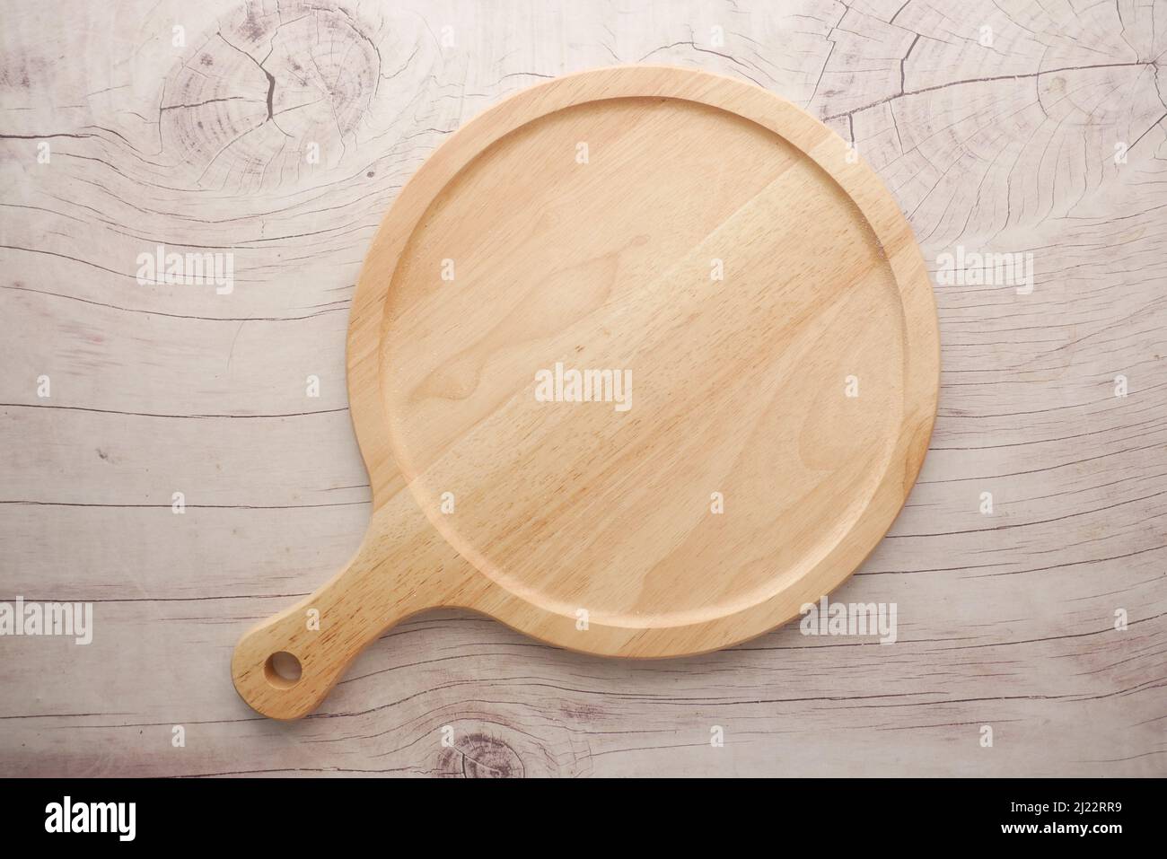 wooden chopping board on a table top view  Stock Photo