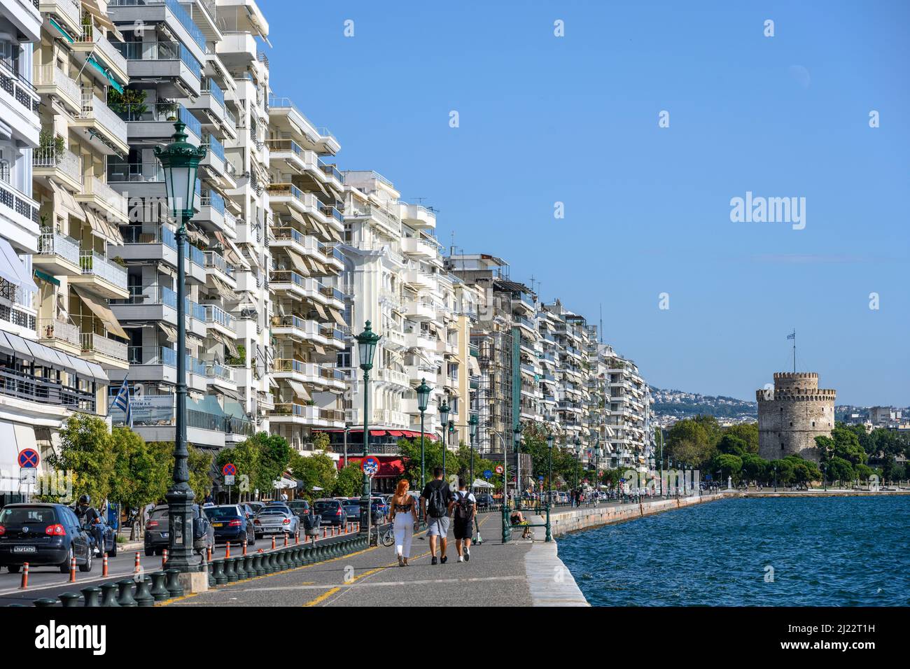 Thessaloniki waterfront with apartment blocks on Nikis Avenue and the