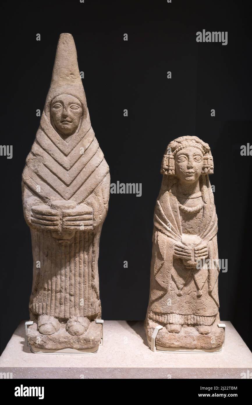 Two Carved Limestone Female Offerants From The 2nd 3rd Century BC two-carved-limestone-female-offerants-from-the-2nd-3rd-century-bc