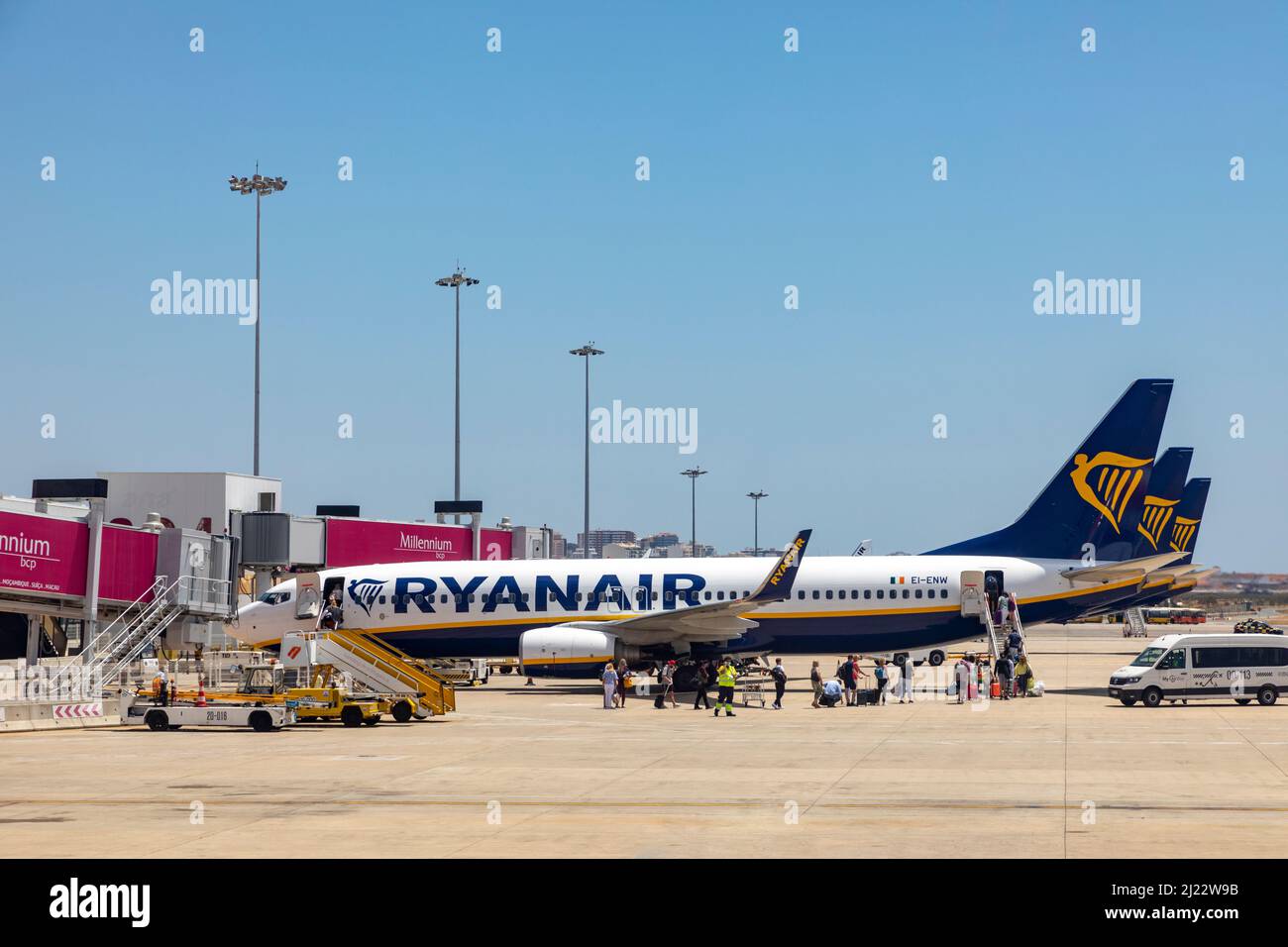 Faro, Portugal July 11, 2020 passengers board the Ryanair aircraft