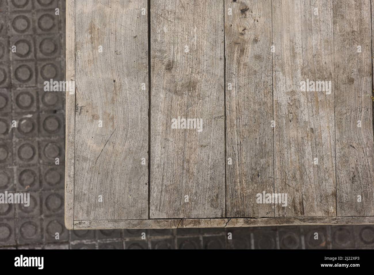 Aged wooden table surface. Stock Photo