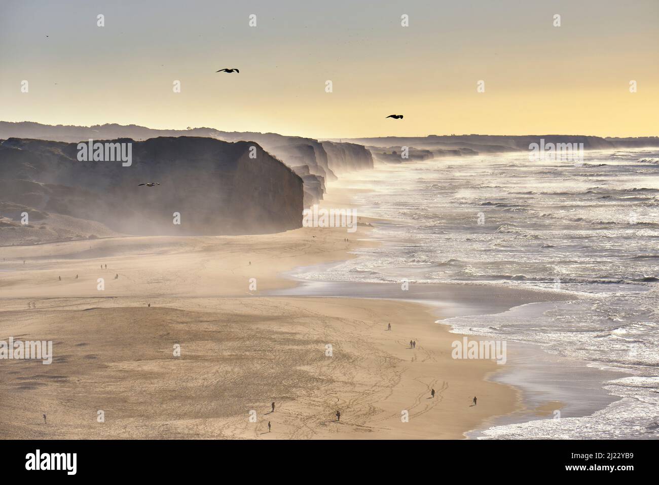 Foz do Arelho beach and cliffs. Caldas da Rainha, Portugal Stock Photo