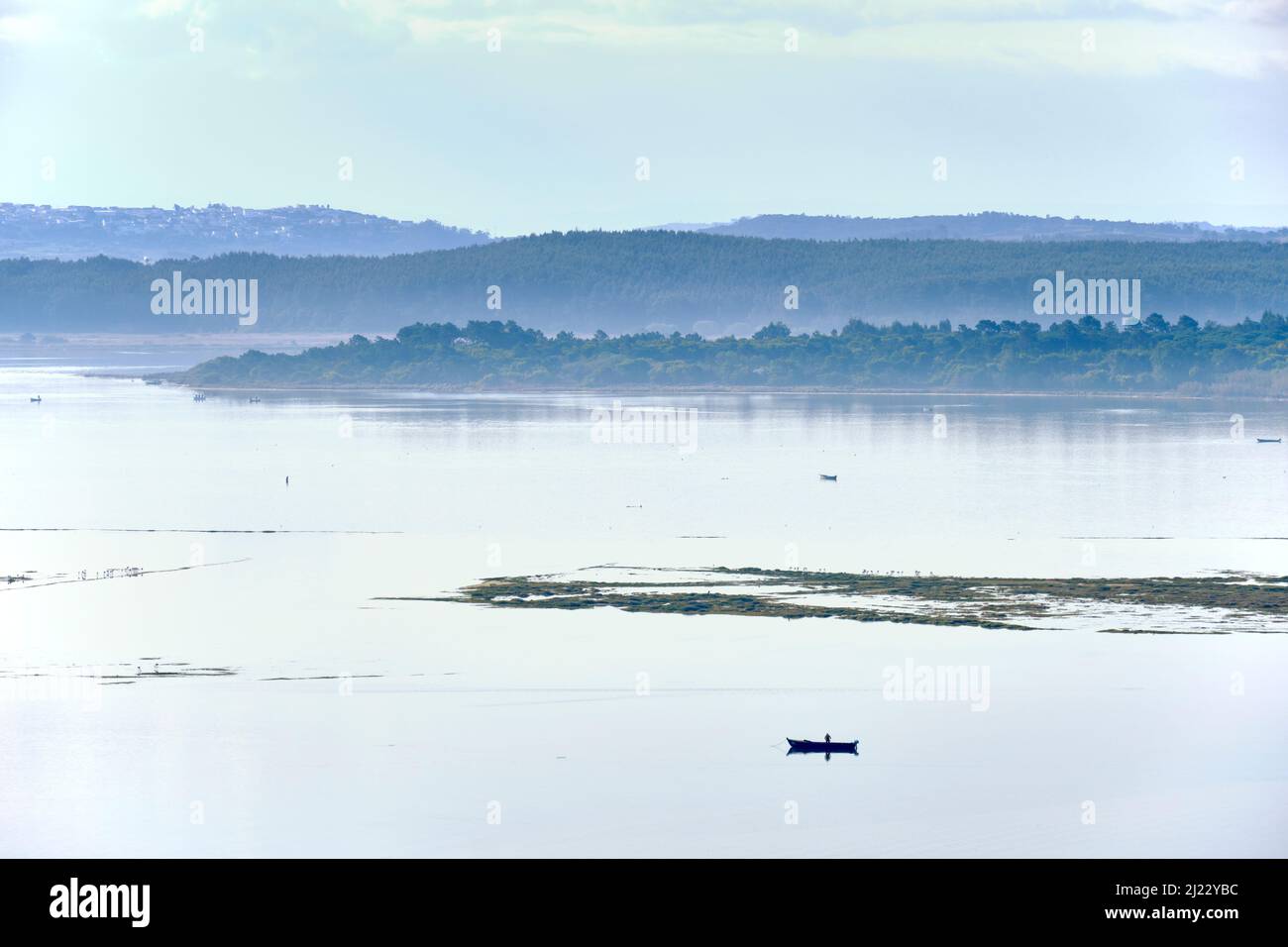 Obidos Lagoon at Foz do Arelho. Caldas da Rainha, Portugal Stock Photo