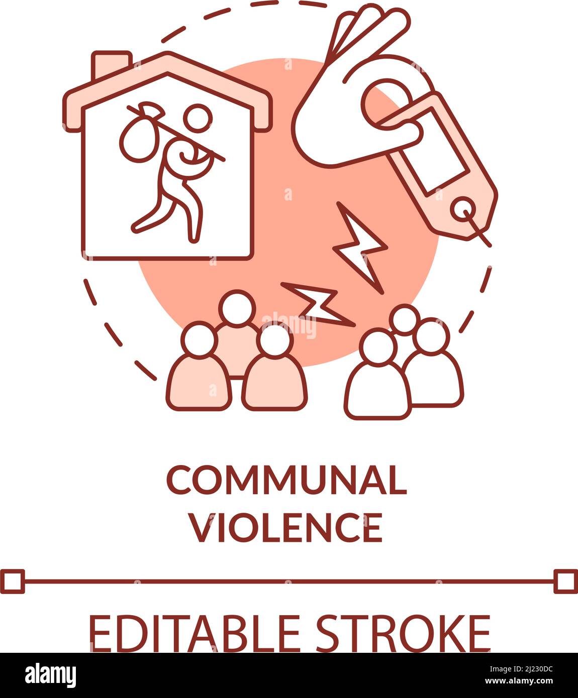 Communal violence terracotta concept icon Stock Vector