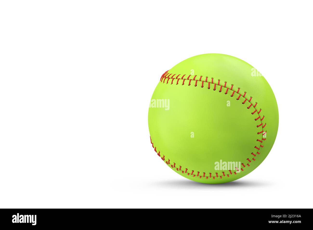 Green softball or baseball ball isolated on white background. 3d rendering  of sport accessories for team playing games Stock Photo - Alamy