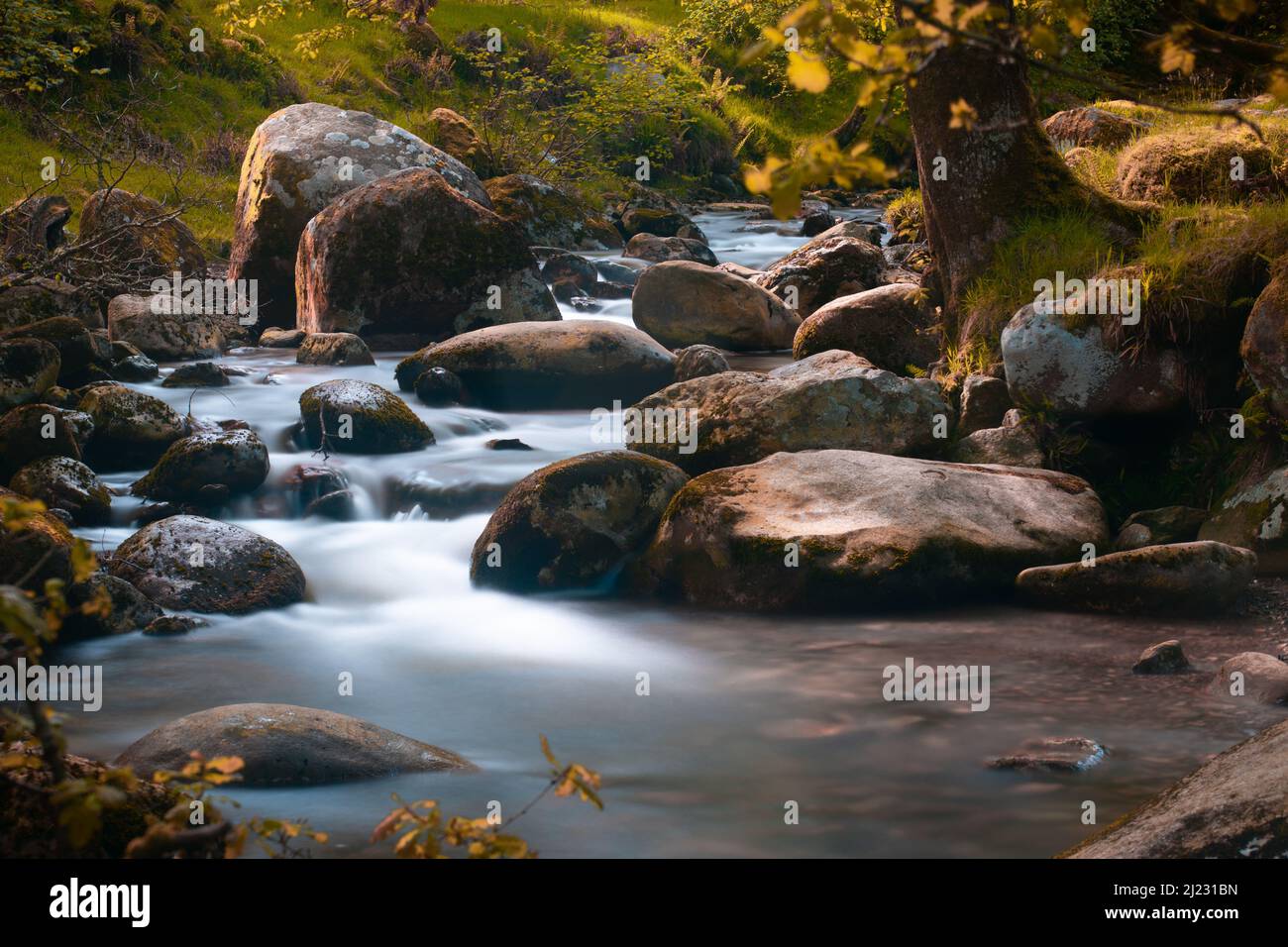 A beautiful view of a river with many rocks in Dublin, Republic of ...