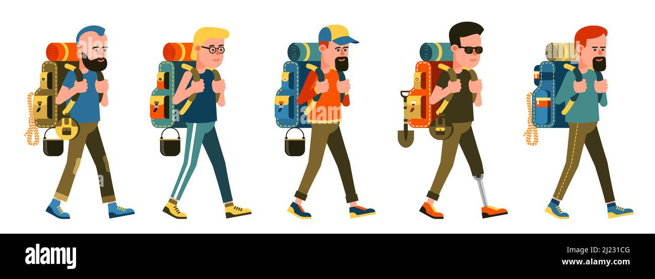 Tourist with backpack set Stock Vector Image & Art - Alamy