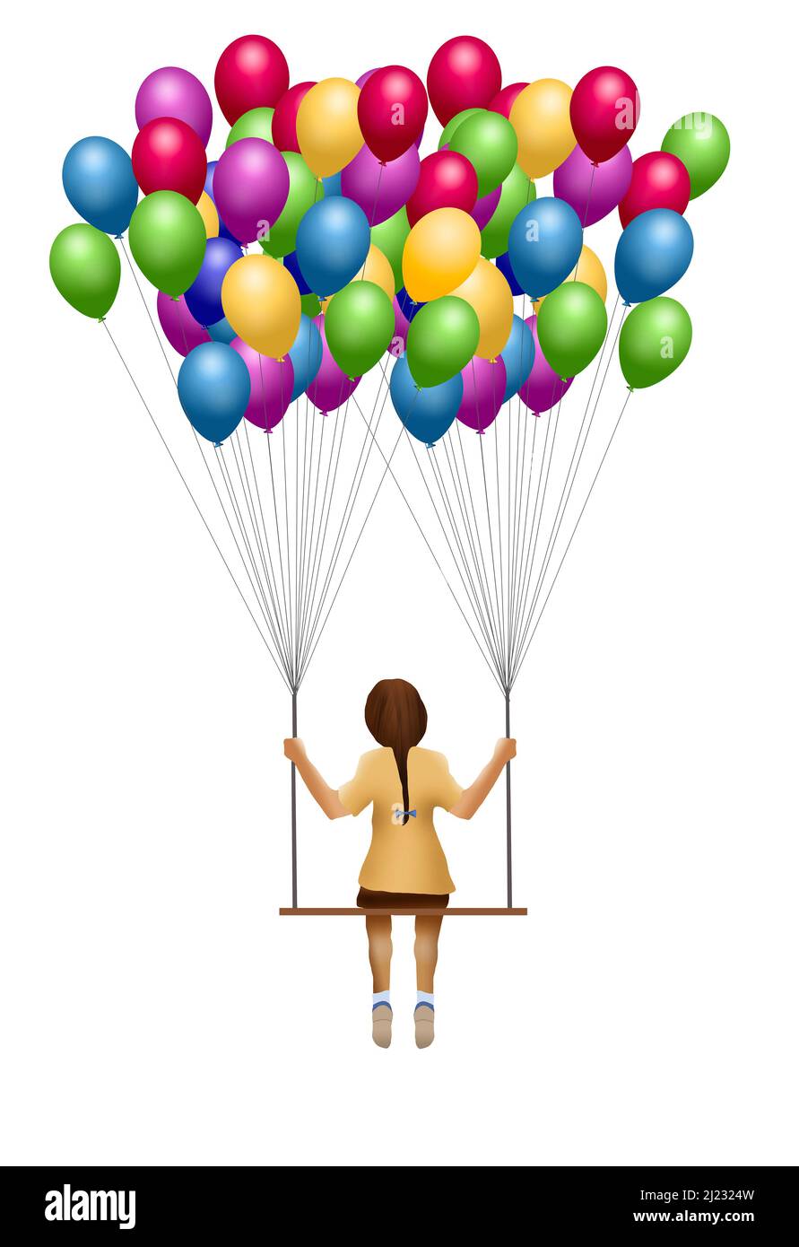 Woman letting go balloon hi-res stock photography and images - Alamy