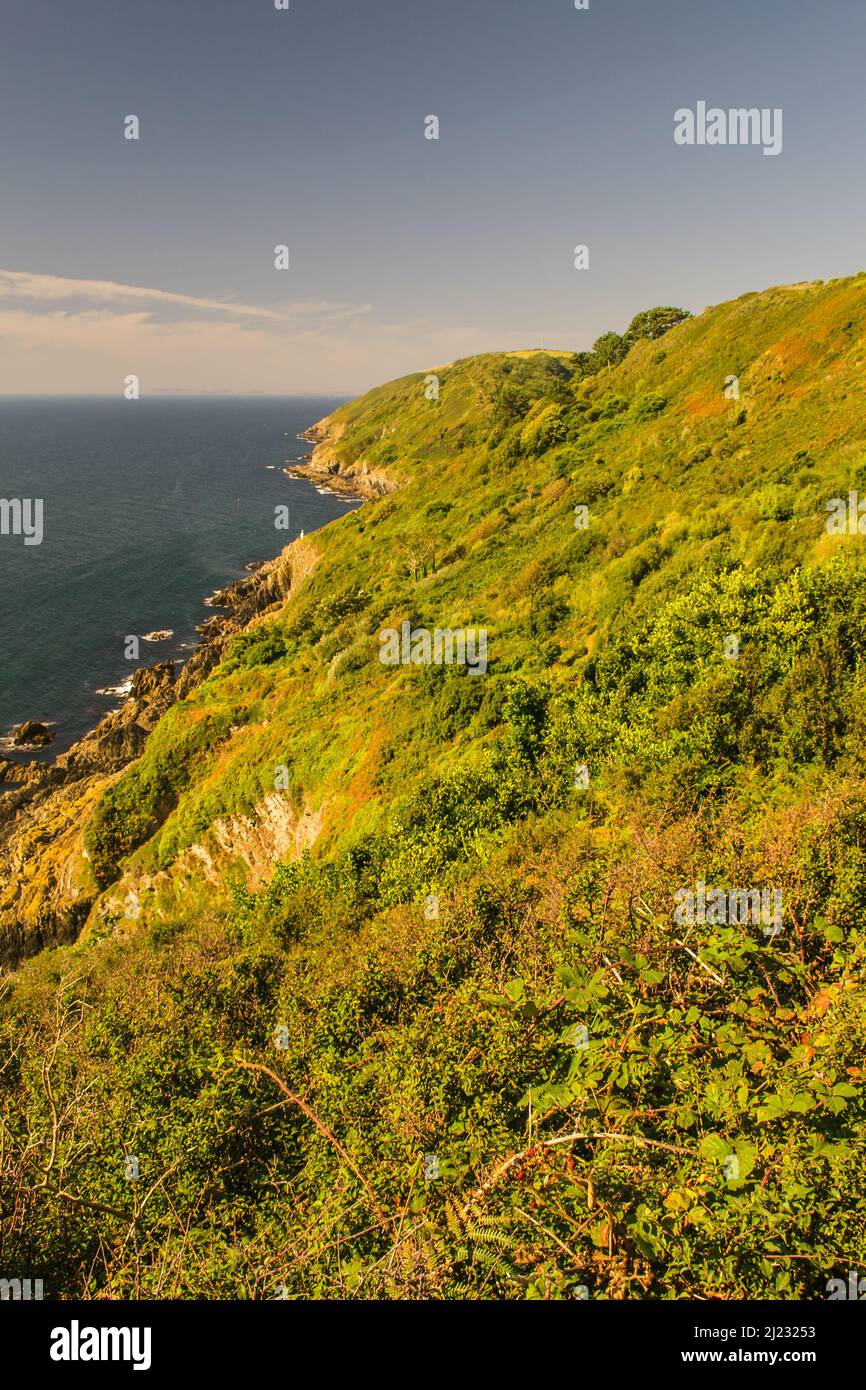 Cliff scenery near Polperro in Cornwall, photographed from the South