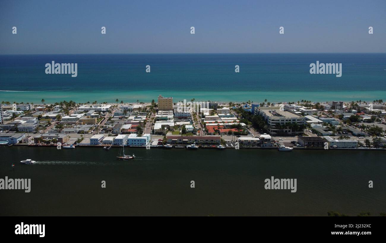 Aerial View of Intracoastal Waterway and Ocean Stock Photo - Alamy