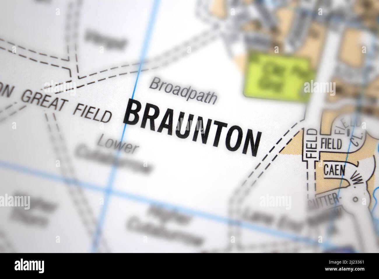 Braunton Devon United Kingdom Colour Atlas Map Town Name 2J23361 
