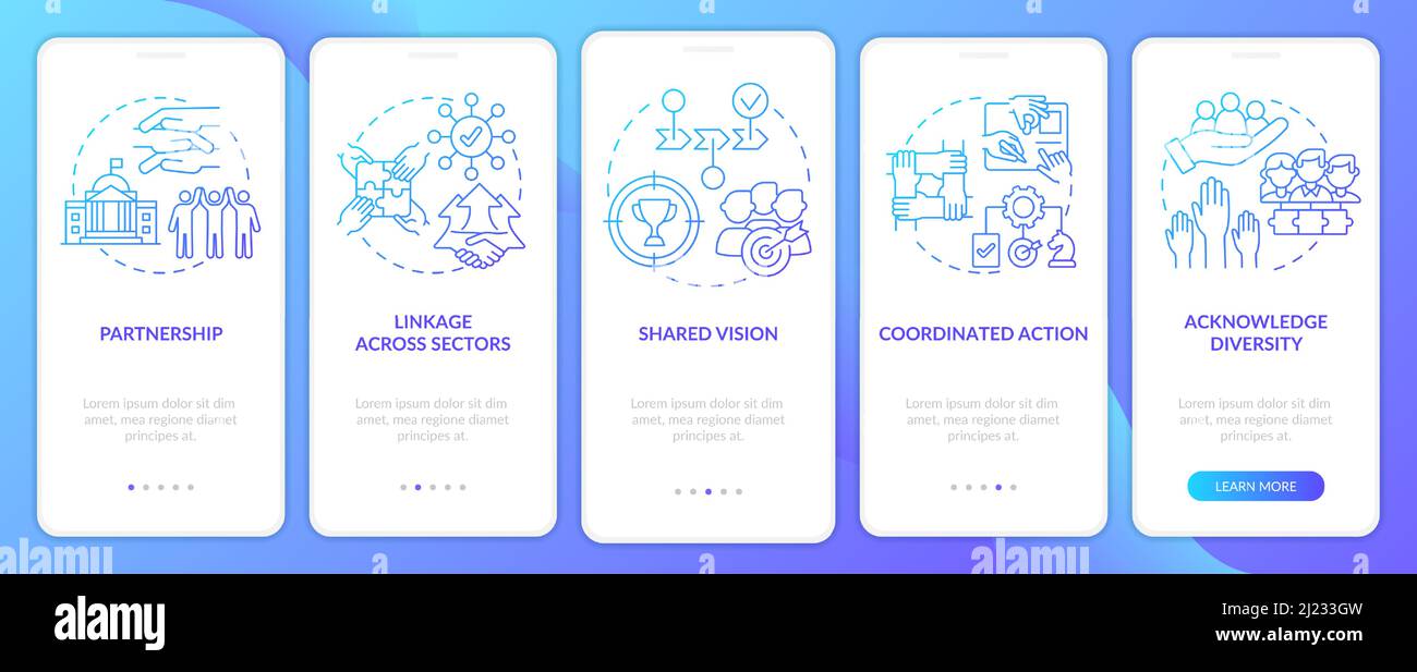 ILAP blue gradient onboarding mobile app screen Stock Vector