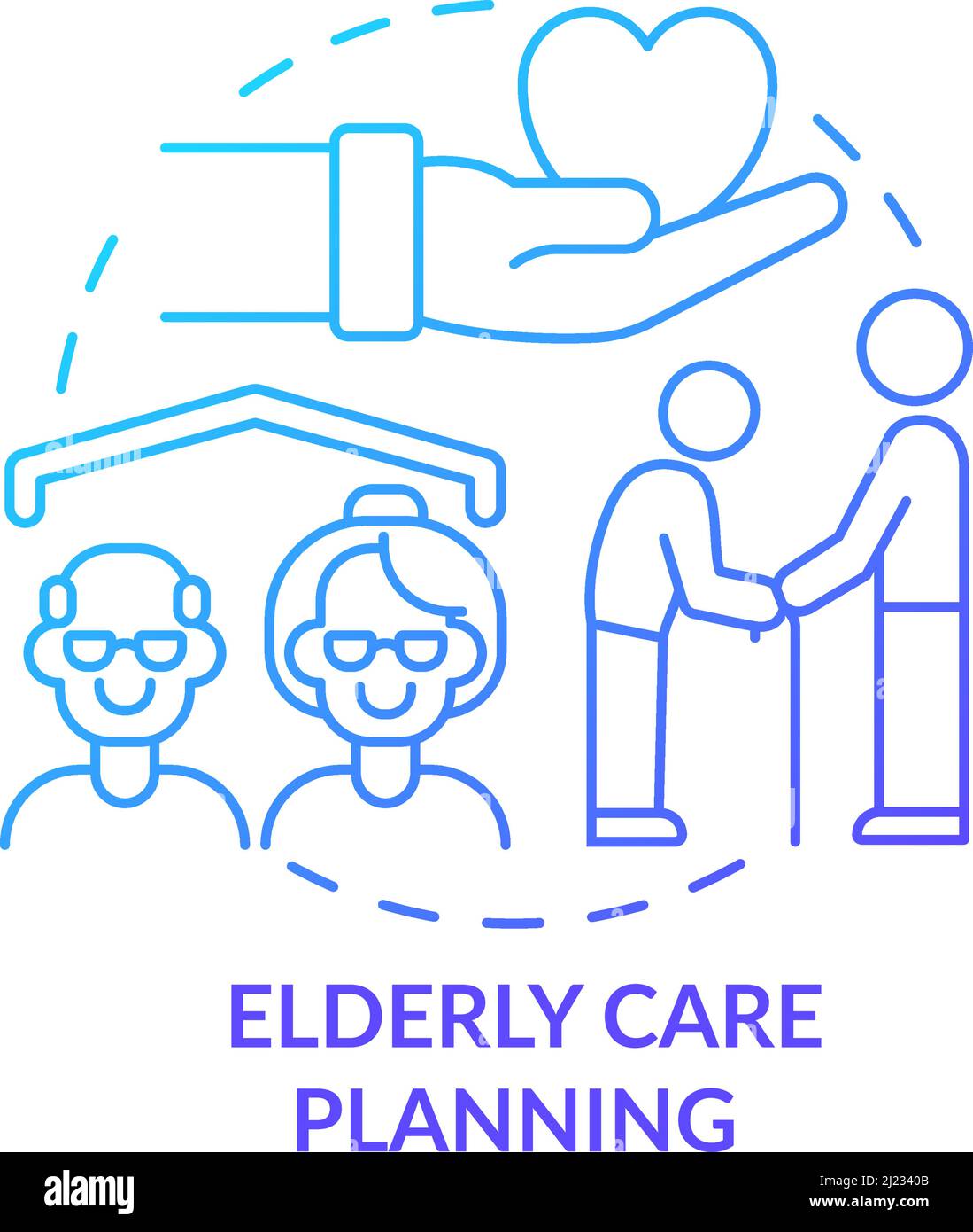 Elderly care planning blue gradient concept icon Stock Vector