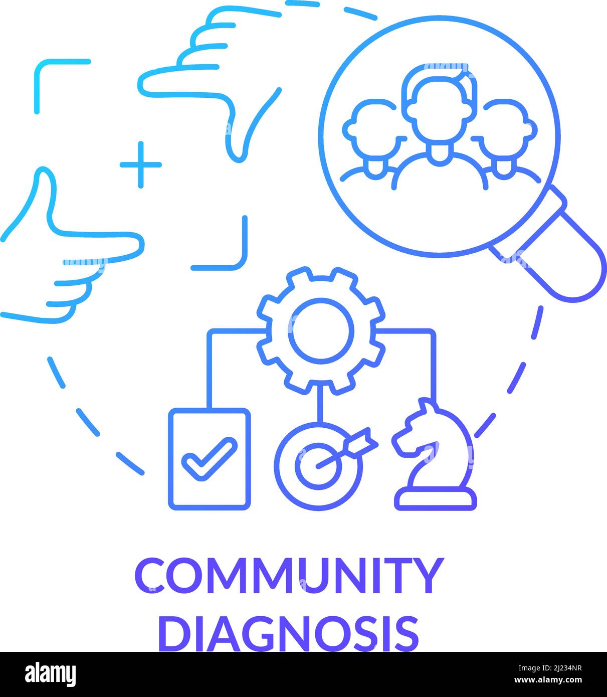 Community diagnosis blue gradient concept icon Stock Vector
