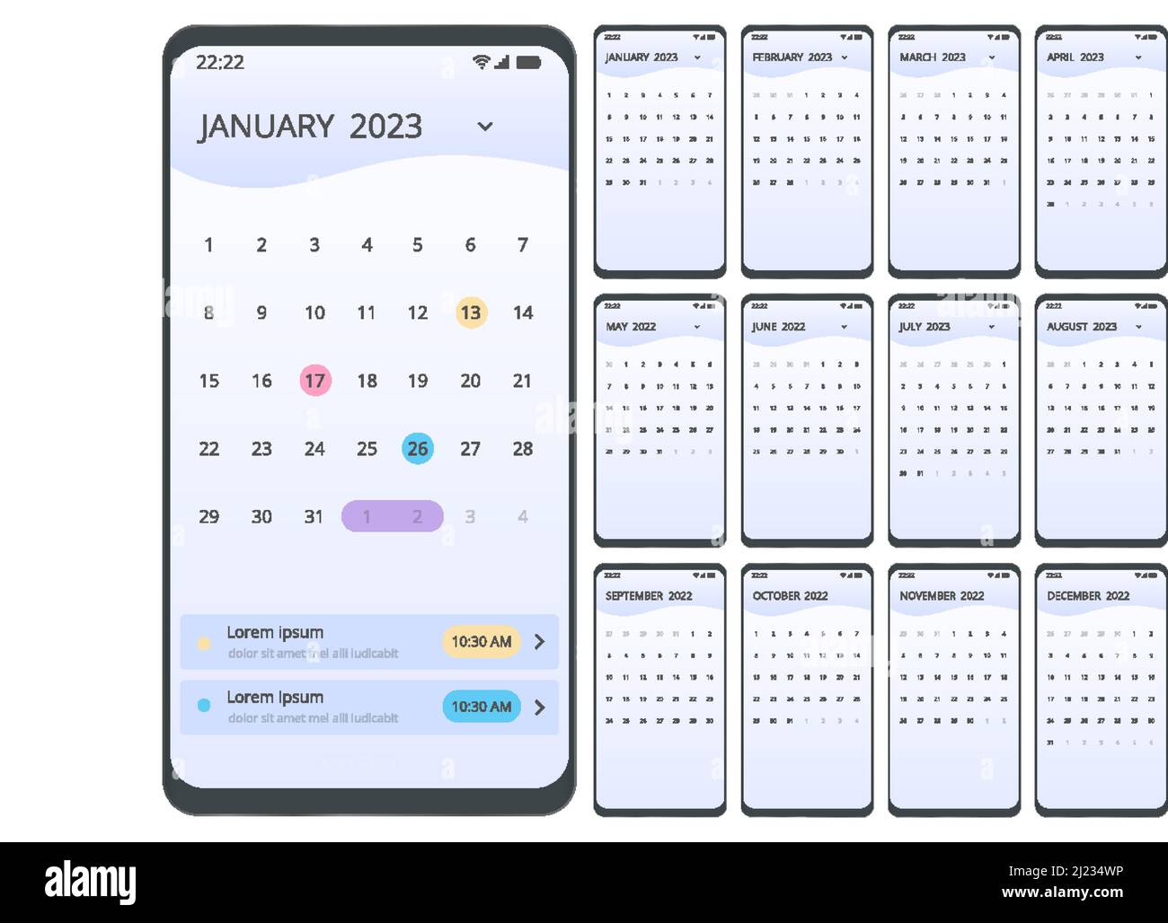 Calendrier Smartphone 2023 Mobile Phone Calender Stock Vector Images - Alamy