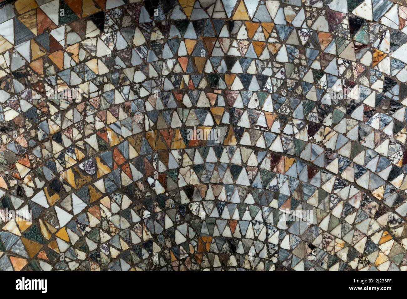 Italy,Venice,Murano, Basilica dei Santi Maria e Donato circa 1140, mosaic tile artwork  of triangles inlaid in the floor Stock Photo