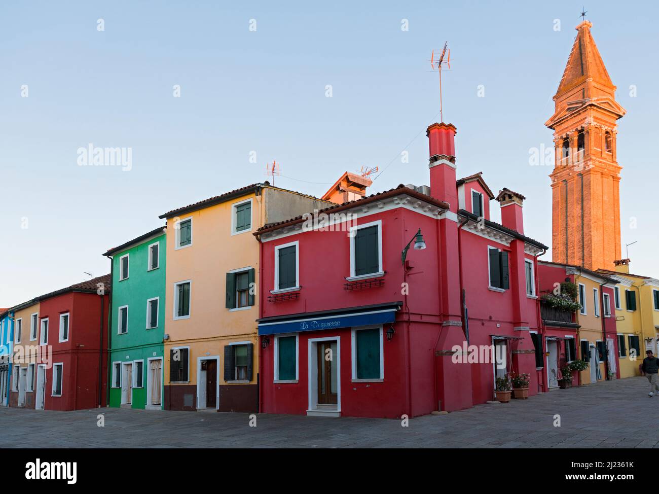 Italy, Venice, Colourful houses and shops on the Venetian island of Burano Stock Photo