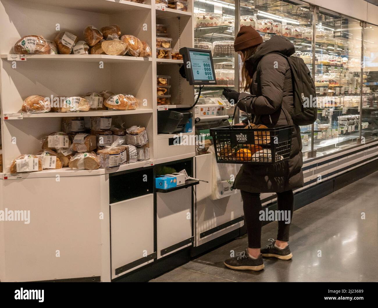 Shopping in a Whole Foods Market supermarket in New York on Monday, March 28, 2022. Heading into midterm elections inflation has become a major topic. (© Richard B. Levine) Stock Photo
