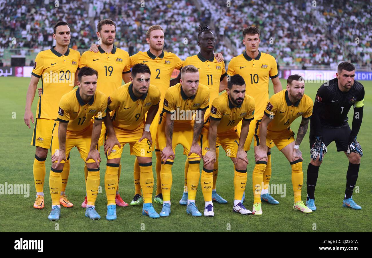 Soccer Football World Cup Asian Qualifiers Group B Saudi Arabia V Australia King Abdullah Sport City Stadium Jeddah Saudi Arabia March 29 22 Australia Players Pose