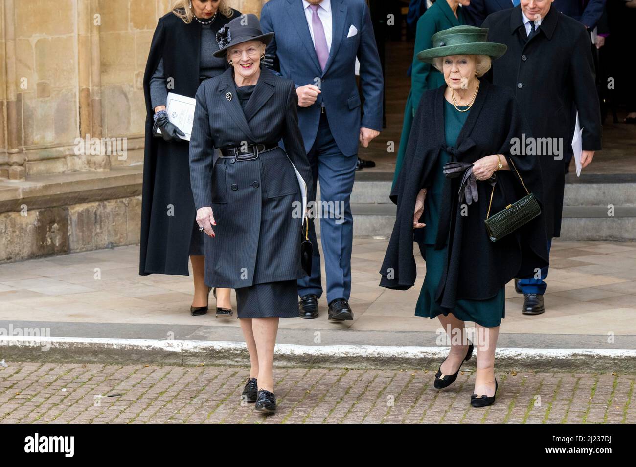 London, UK, March 29, 2022, Queen Margrethe of Denmark and Princess ...