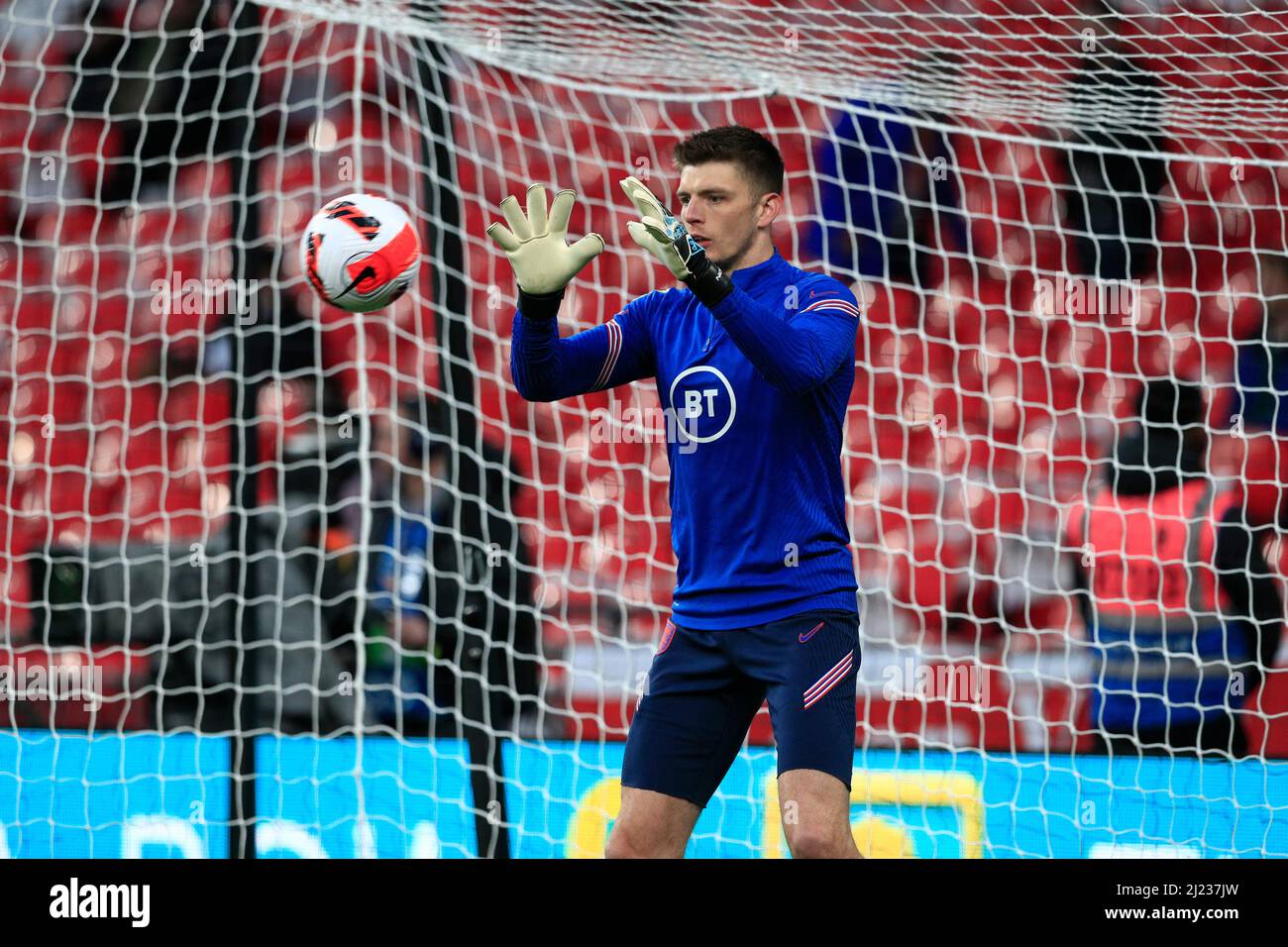 29th March 2022 ; Wembley Stadium, London, England; International football friendly, England versus Ivory Coast; Goalkeeper Nick Pope of England warming up Credit: Action Plus Sports Images/Alamy Live News Stock Photo
