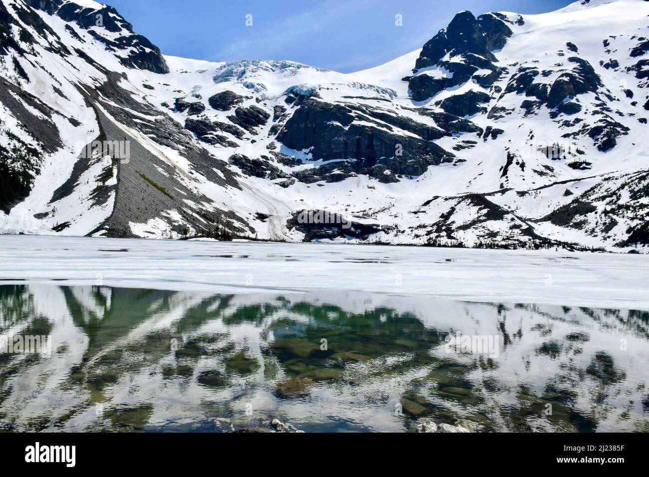 View of the upper lake, Joffre Lakes Provincial Park, Canada. Stock Photo