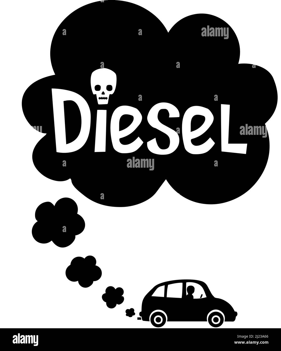 An illustration on the harmful effects of Diesel on health. Stock Photo