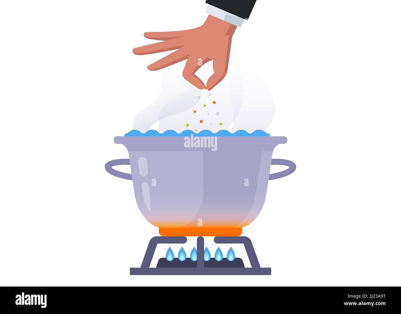 https://c8.alamy.com/comp/2J23A9T/add-spices-to-hot-pot-cooking-soup-on-a-gas-stove-flat-vector-illustration-2J23A9T.jpg