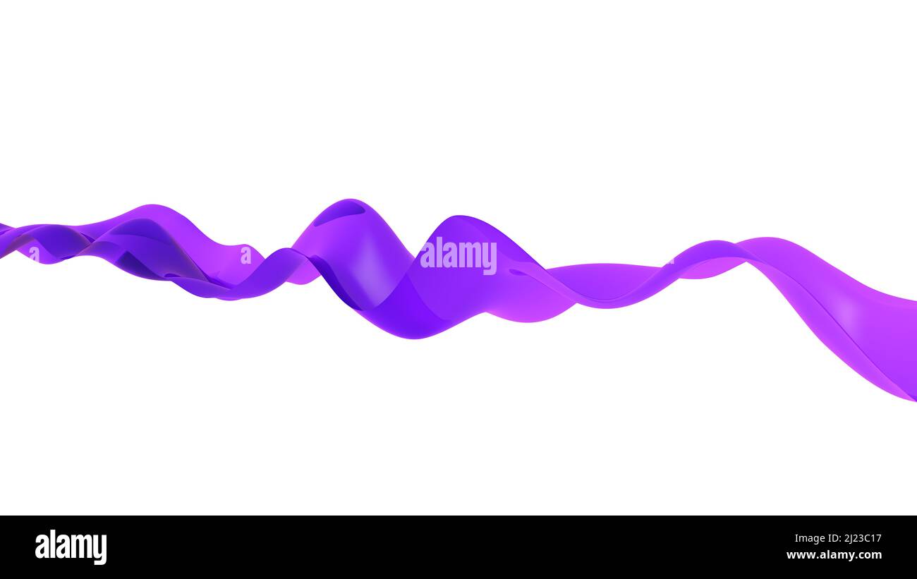 3d abstract wavy isolated background. Colored purple wave or line in ...