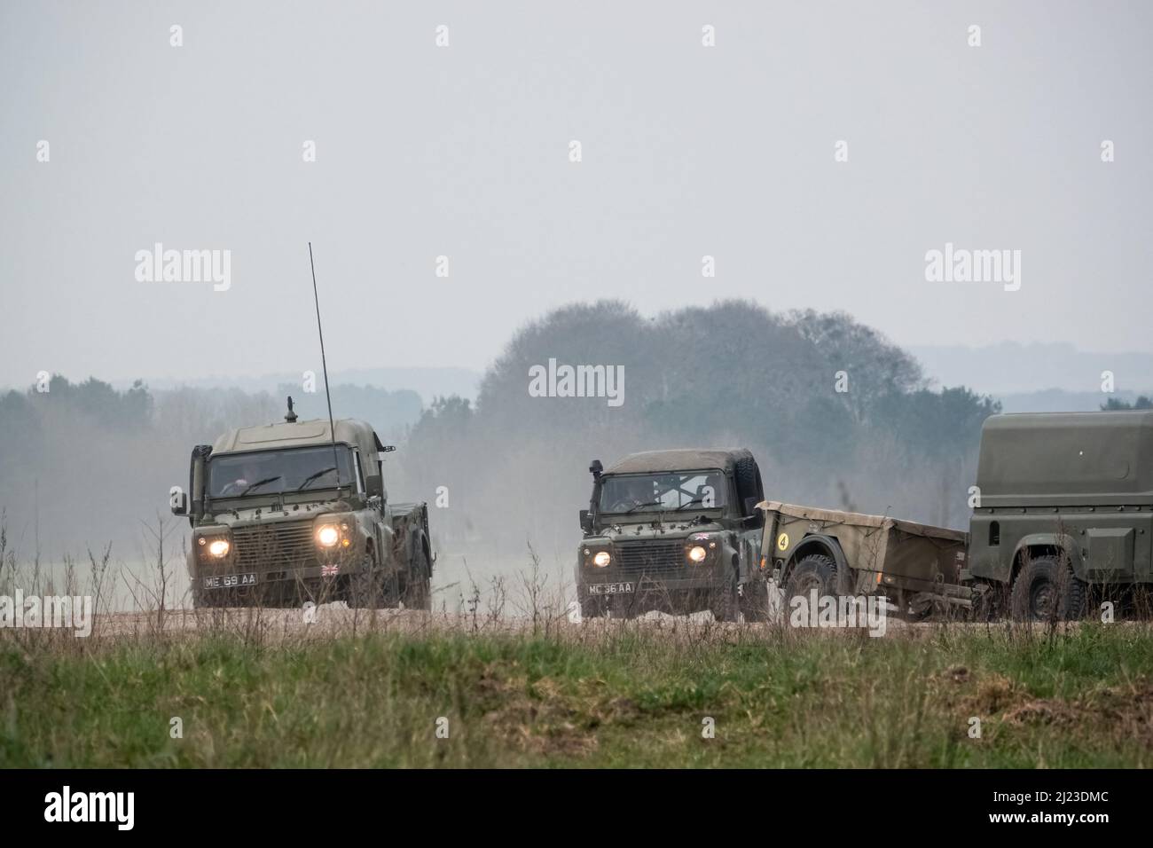 Land Rover Convoy a small convoy British Army Land Rover Defender Wolf medium utility ...