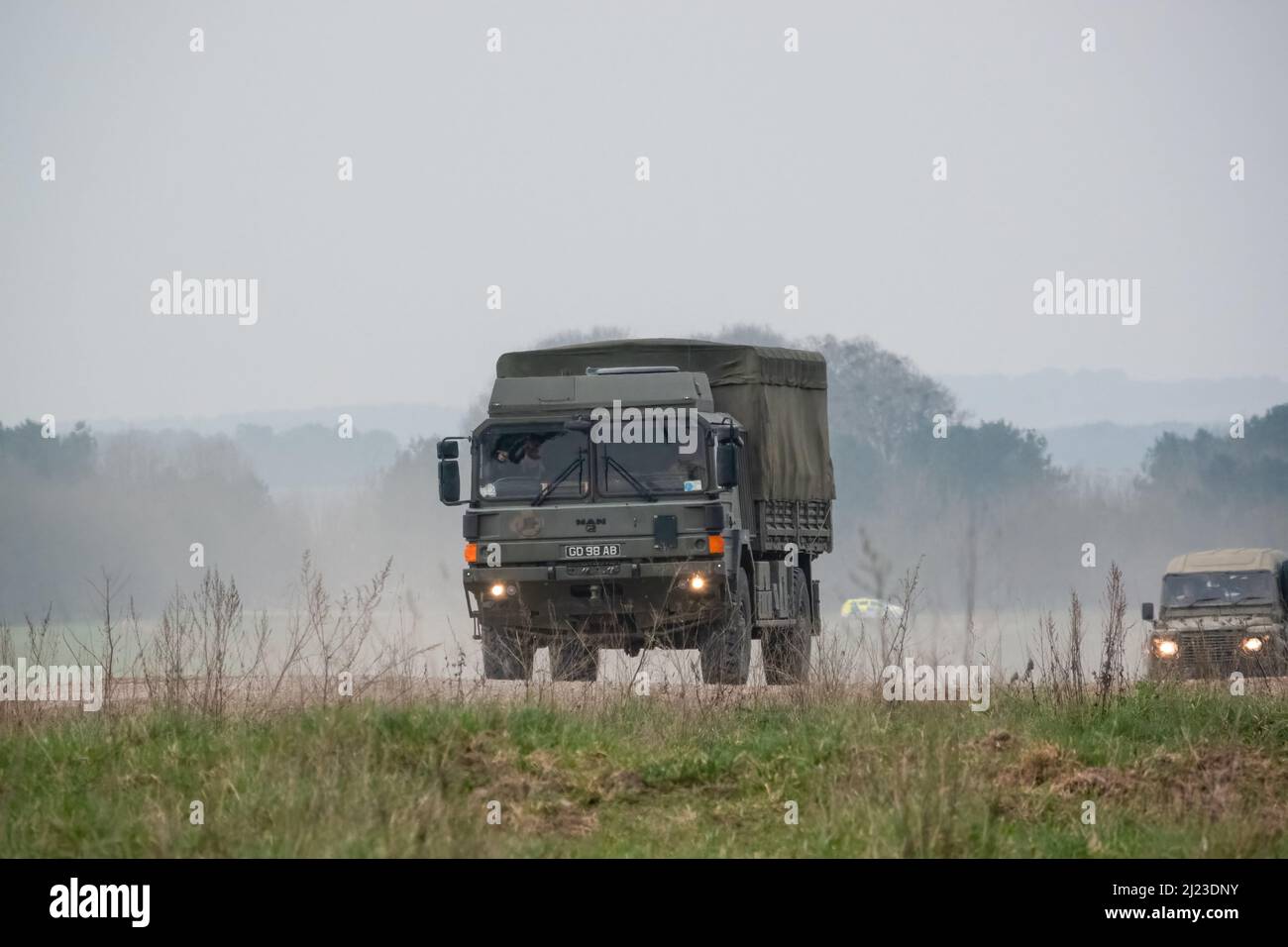 Land Rover Convoy a small convoy British Army Land Rover Defender Wolf medium utility ...