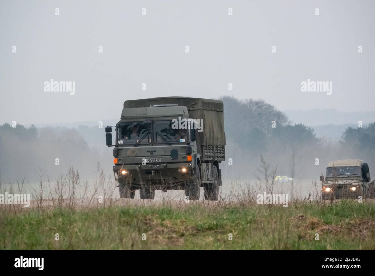 Land Rover Convoy a small convoy British Army Land Rover Defender Wolf medium utility ...