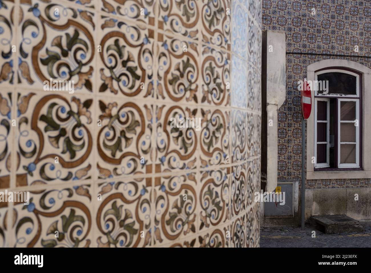 Traditional tiled house in the old town of Aveiro, Portugal Stock Photo