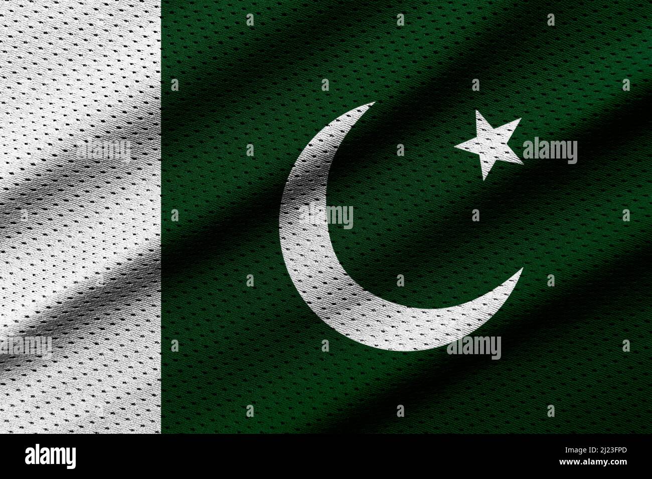 Pakistan flag on texture sports. Horizontal sport theme poster, greeting cards, headers, website and app. Background for patriotic and national design Stock Photo