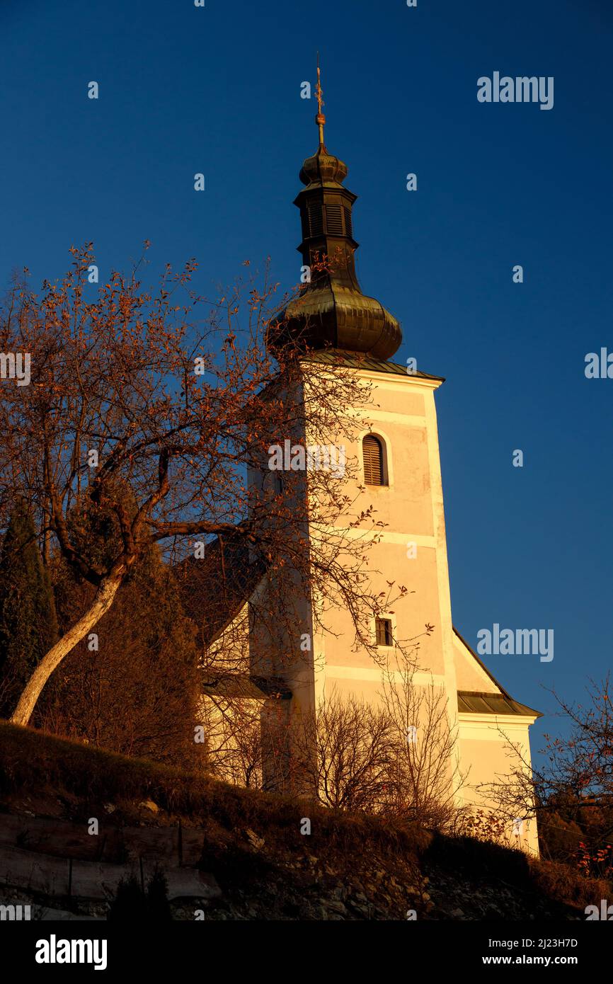 Church in Podskalie village under the Podskalsky Rohac hill in Strazov Mountains Protected Landscape Area, Slovakia, Europe. Stock Photo