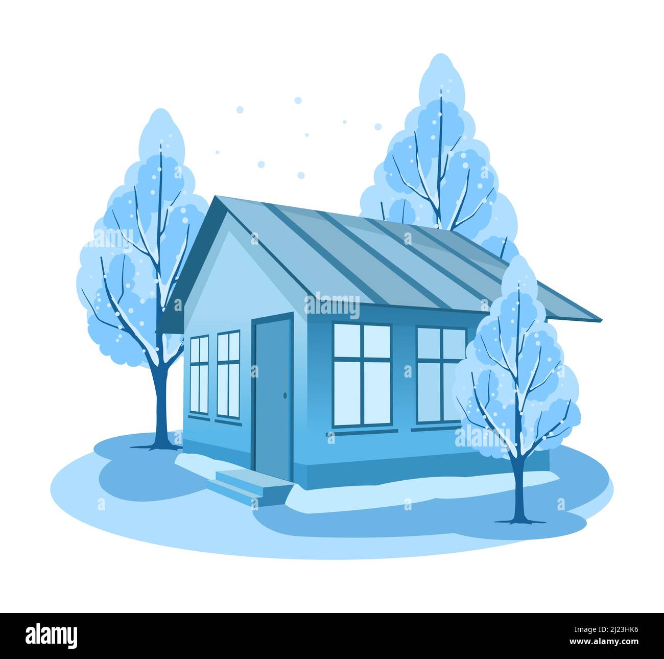 Winter landscape. House surrounded by trees Stock Vector Image & Art ...